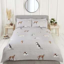 Rapport Home Paws and Tails King Size Grey Duvet Set - Silver - Wilko