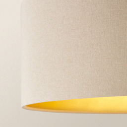 ValueLights Britney Natural Linen Drum Shade Marble LED Floor Lamp - Size: 150.5 x 55 x 55cm - Gold - Wilko - thumbnail 4