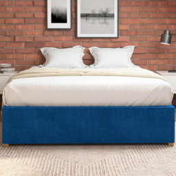 Aspire Furniture King Size Navy Plush Platform Ottoman Bed - Blue - Aspire Beds - Wilko - thumbnail 4