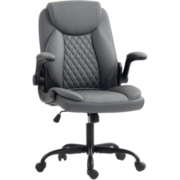 HOMCOM Charcoal Grey PU Leather Desk Chair with Cushion - Size: 110 x 65 x 67cm - Wilko - thumbnail 3