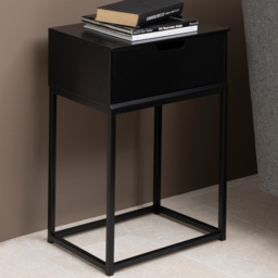 Florence Mitra Single Black Drawer Bedside Table - Size: Single Drawer - Furniture To Go - Wilko - thumbnail 1