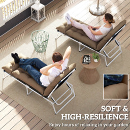 Outsunny Set of 2 Khaki Sun Lounger Cushion - Size: 10 x 56 x 190cm - Cream - Wilko - thumbnail 6