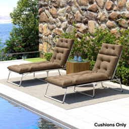 Outsunny Set of 2 Khaki Sun Lounger Cushion - Size: 10 x 56 x 190cm - Cream - Wilko - thumbnail 4