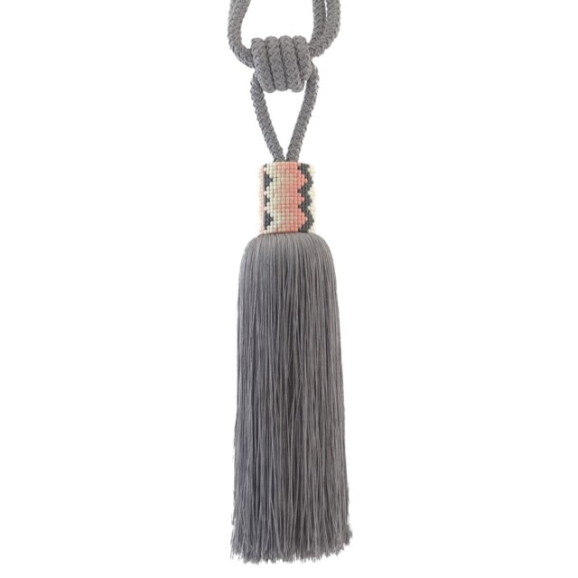 Grey and Pink Aztec Curtain Tie Back - Size: 6 x 68 x 4.5 - Wilko - image 1