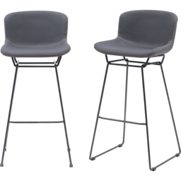 MMT Furniture Designs Grey PU Leather Retro Bar Stool with Sleigh Legs Set of 2 - Size: 99.5 x 50.5 x 47.5cm - Wilko - thumbnail 3