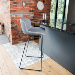 MMT Furniture Designs Grey PU Leather Retro Bar Stool with Sleigh Legs Set of 2 - Size: 99.5 x 50.5 x 47.5cm - Wilko - thumbnail 5