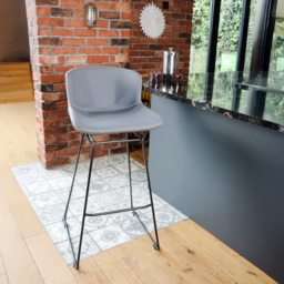 MMT Furniture Designs Grey PU Leather Retro Bar Stool with Sleigh Legs Set of 2 - Size: 99.5 x 50.5 x 47.5cm - Wilko - thumbnail 4