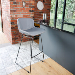 MMT Furniture Designs Grey PU Leather Retro Bar Stool with Sleigh Legs Set of 2 - Size: 99.5 x 50.5 x 47.5cm - Wilko - thumbnail 6