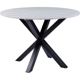 Florence Heaven 4 Seater Marble Top Round Dining Table Set with White and Black - White/ Black - Wilko - thumbnail 3