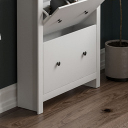 Vida Arlington White and Oak 2-Door 1-Drawer Shoe Cabinet Rack - Size: 24cm x 78 x 108cm - Wilko - thumbnail 4