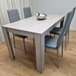Kosy Koala 4 Seater Faux Leather Arrow Design Rectangular Dining Set Grey - Portland - Wilko - thumbnail 1