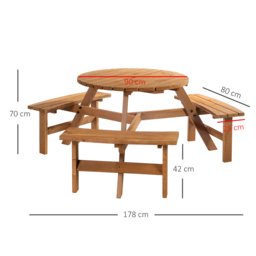 Outsunny Parasol Table and Bench Set - Size: 70 x 178 x 178cm - Brown - Wilko - thumbnail 6