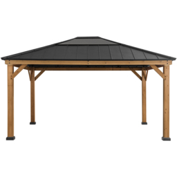 Sunjoy Ernir 3.93 x 4.52m Anthracite Cedar Wood Gazebo - Black - Wilko - thumbnail 3