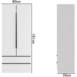 FWStyle Lania 2 Door 2 Drawer White Scalloped Ripple Effect Combination Wardrobe - Size: 2 Door, 2 Drawer - Wilko - thumbnail 7
