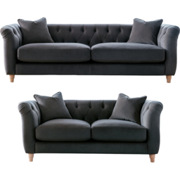 Elsie Chesterfield 5 Seater Midnight Blue Plush Velvet Sofa Suite - Wilko - thumbnail 3