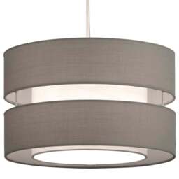 Kliving 2 Tier Grey Fabric Shade Pendant Light - Size: 19 x 29.5 x 29.5cm - Wilko