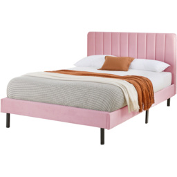 Aspire Furniture Rosella King Size Pink Plush Velvet Bed Frame - Aspire Beds - Wilko - thumbnail 3