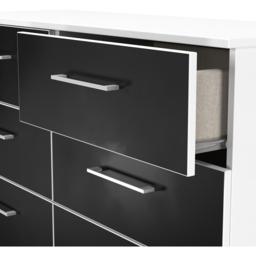 Crowndale Worcester 6 Drawer Matt Black and White Wide Chest of Drawers Ready Assembled - Black Matt & White - Wilko - thumbnail 7