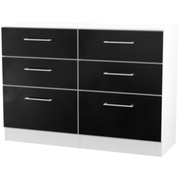 Crowndale Worcester 6 Drawer Matt Black and White Wide Chest of Drawers Ready Assembled - Black Matt & White - Wilko - thumbnail 4