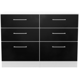 Crowndale Worcester 6 Drawer Matt Black and White Wide Chest of Drawers Ready Assembled - Black Matt & White - Wilko - thumbnail 3