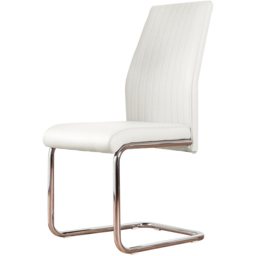 Furniturebox Fontana Set of 2 White and Chrome Faux Leather Dining Chair - Wilko - thumbnail 3