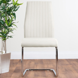 Furniturebox Fontana Set of 2 White and Chrome Faux Leather Dining Chair - Wilko