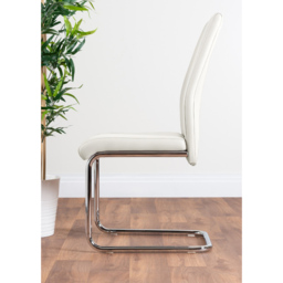 Furniturebox Fontana Set of 2 White and Chrome Faux Leather Dining Chair - Wilko - thumbnail 4
