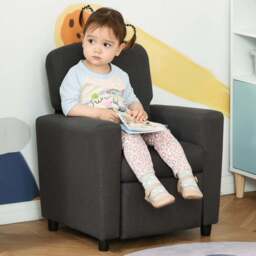 Tommy Toys Grey Linen Kids Recliner with Footrest - Wilko - thumbnail 1