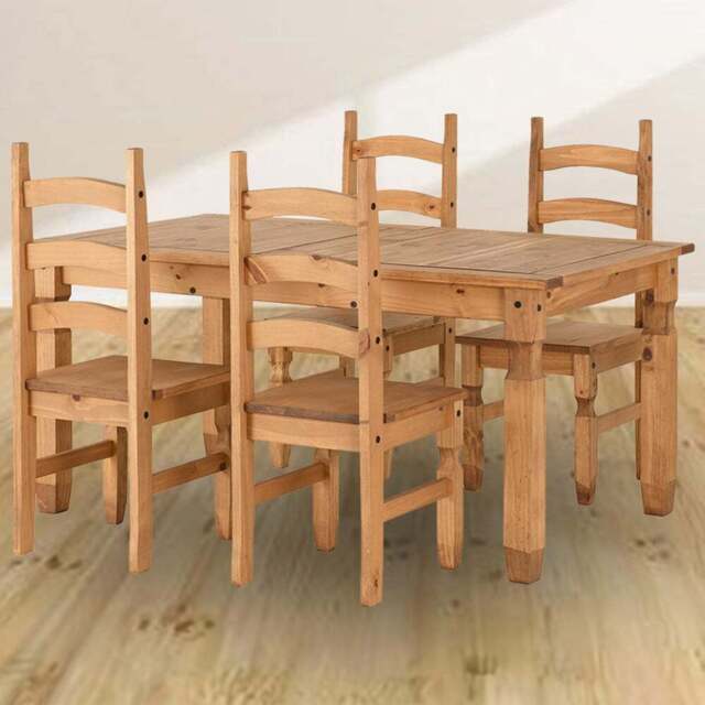Seconique Corona 4 Seater Extending Dining Set Distressed Waxed Pine - Brown - Wilko - image 1