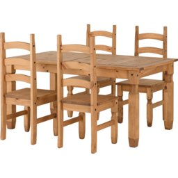 Seconique Corona 4 Seater Extending Dining Set Distressed Waxed Pine - Brown - Wilko - thumbnail 3