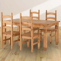 Seconique Corona 4 Seater Extending Dining Set Distressed Waxed Pine - Brown - Wilko - thumbnail 1