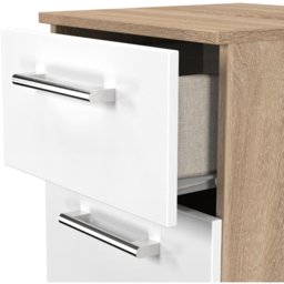 Crowndale Devon 2 Drawer Matt White and Bardolino Oak Compact Bedside Cabinet Ready Assembled - White Matt & Bardolino Oak - Wilko - thumbnail 7