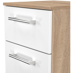 Crowndale Devon 2 Drawer Matt White and Bardolino Oak Compact Bedside Cabinet Ready Assembled - White Matt & Bardolino Oak - Wilko - thumbnail 6