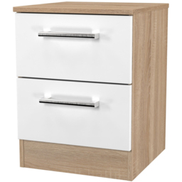 Crowndale Devon 2 Drawer Matt White and Bardolino Oak Compact Bedside Cabinet Ready Assembled - White Matt & Bardolino Oak - Wilko - thumbnail 5