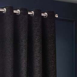 Paoletti Galaxy Black Chenille Eyelet Curtain 168 x 183cm - Size: W 183 x D 168cm - Wilko - thumbnail 4