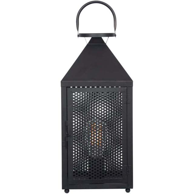 Pacific Lifestyle Folkstone Matt Black Metal Punched Lantern Table Lamp - Wilko - image 1