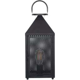 Pacific Lifestyle Folkstone Matt Black Metal Punched Lantern Table Lamp - Wilko