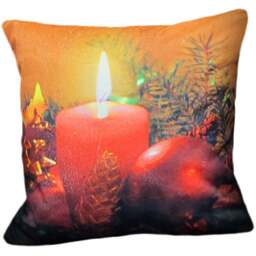 Velosso Red Christmas LED Light Up Candle Filled Cushion 43 x 43cm 2 Pack - n/a - Wilko