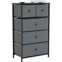 Vida Designs Chorley 5 Drawer Grey and Black Fabric Chest of Drawer - Wilko - thumbnail 3