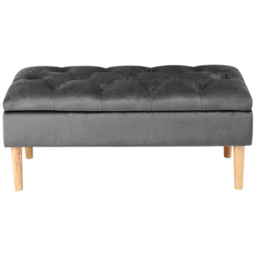 H&O Direct Velvet Storage Bench - Size: 44 x 100 x 40cm - Grey - Wilko - thumbnail 3