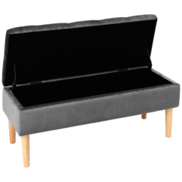 H&O Direct Velvet Storage Bench - Size: 44 x 100 x 40cm - Grey - Wilko - thumbnail 4