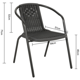 Living and Home Set of 4 Black Wicker Stackable Garden Chair - Size: 71 x 44 x 37cm - Wilko - thumbnail 6