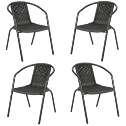 Living and Home Set of 4 Black Wicker Stackable Garden Chair - Size: 71 x 44 x 37cm - Wilko - thumbnail 3