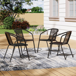 Living and Home Set of 4 Black Wicker Stackable Garden Chair - Size: 71 x 44 x 37cm - Wilko - thumbnail 5