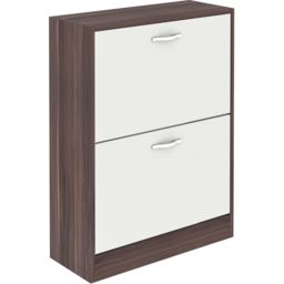 Vida Designs Walnut and White 2 Drawer Shoe Cabinet - Size: 80 x 60 x 24cm - Multi - Wilko - thumbnail 3