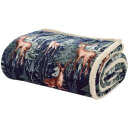 Deyongs Navy Stag Throw 140 x 180cm - Blue - Wilko
