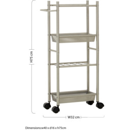 Dara 4-Tier Nickel Trolley with Two Baskets - Size: 4 Tier - Silver - Premier Housewares - Wilko - thumbnail 5