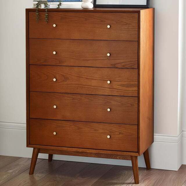 Julian Bowen Lowry 5 Drawer Cherry Ash Chest of Drawers - Grey - Wilko - image 1