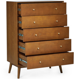 Julian Bowen Lowry 5 Drawer Cherry Ash Chest of Drawers - Grey - Wilko - thumbnail 6
