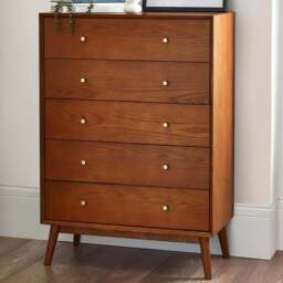 Julian Bowen Lowry 5 Drawer Cherry Ash Chest of Drawers - Grey - Wilko - thumbnail 1